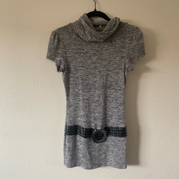 Body Central Gray Cowl Neck Sweater with Belt - Picture 1 of 3